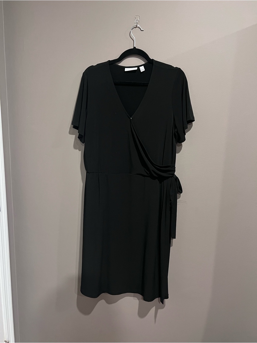 Susan Graver Black Faux Wrap-Front Women’s Dress